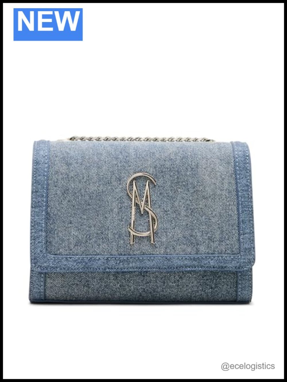 Convertible Shoulder Bag with Chain Strap – Denim